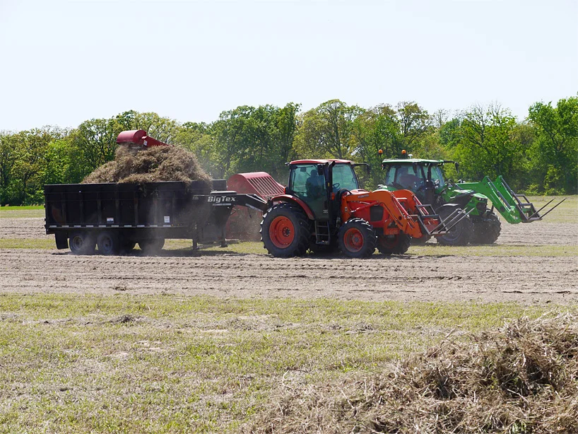 Sprigging Bermuda grass fields at Russell Hay & Sprig Farm. Sprigging Bermuda grass fields at Russell Hay & Sprig Farm.